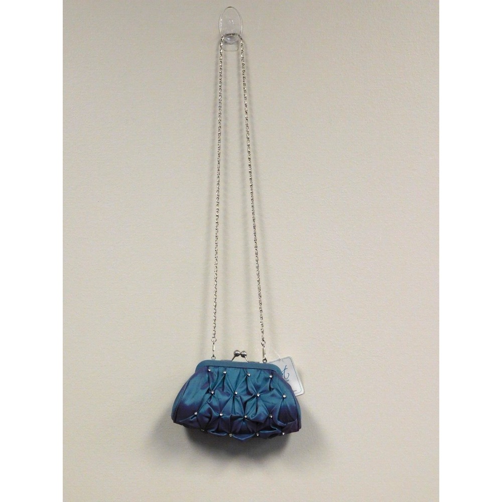 Fairy Dust by Paris Hilton Taffeta Silk Pleated Rhinestones Mini Bag w/chain